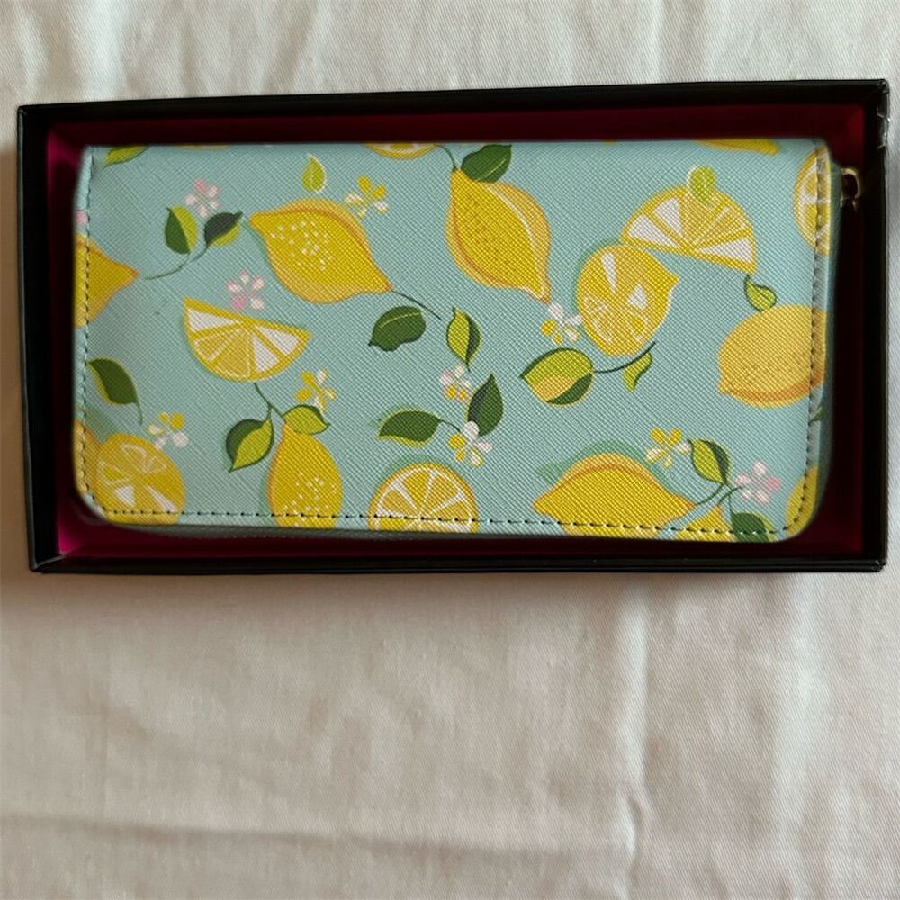 Trina Turk Women's Zip-Around Wallet Floral Lemon Print Multicolor
